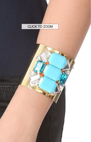 Gold and Turquoise jeweled cuff