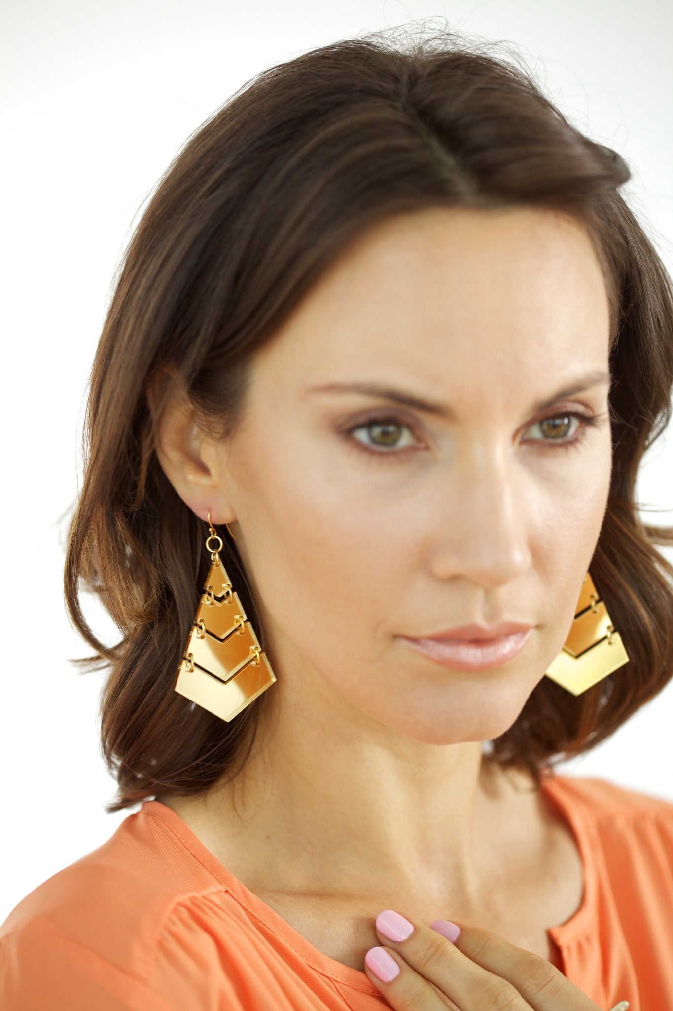 Triangle Gold Mirrored Earrings