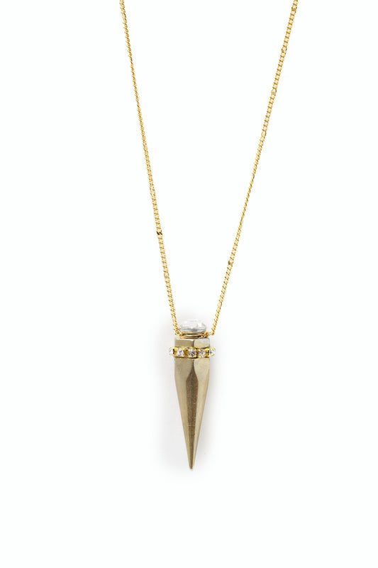 Gold Spike Crystal Necklace