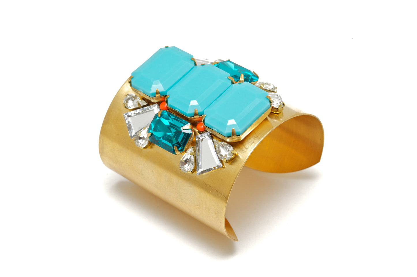 Gold and Turquoise jeweled cuff